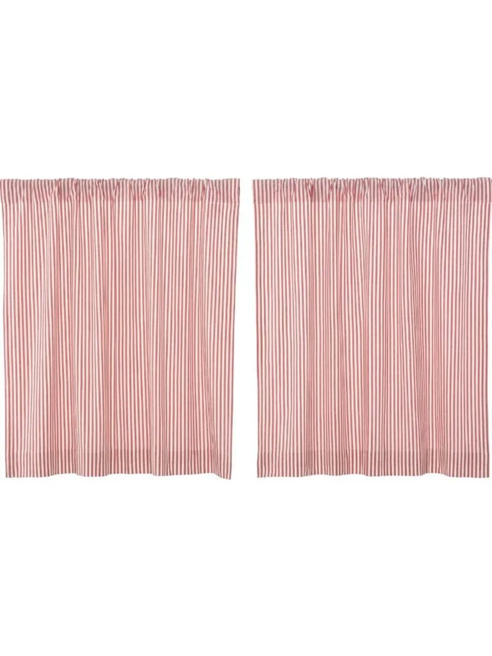 Chic Red Ticking Stripe Café Curtains, Set of 2, 36